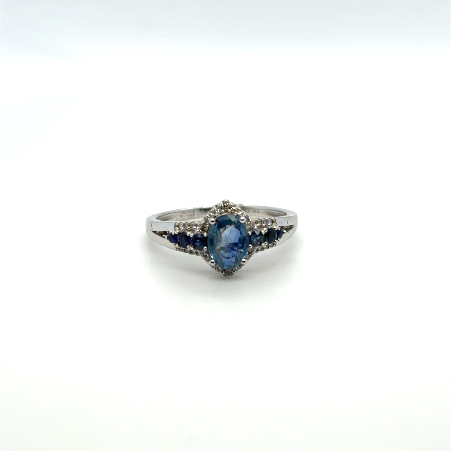 1.19 CTW Sapphire & Natural Diamond Multi-Shade Sapphire Ring in 14K White Gold