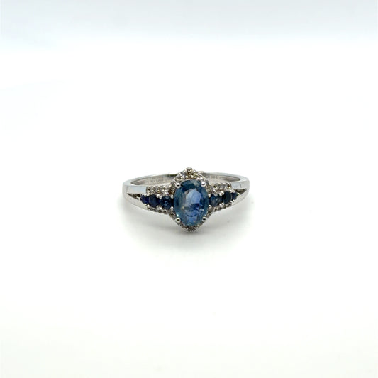 1.19 CTW Sapphire & Natural Diamond Multi-Shade Sapphire Ring in 14K White Gold