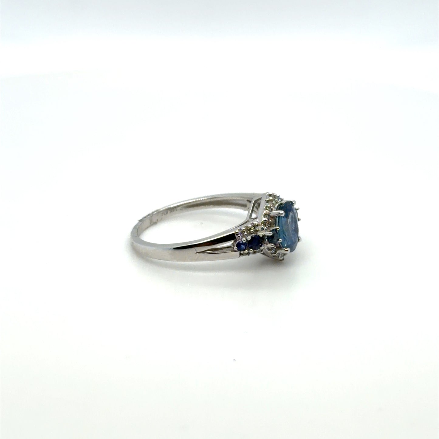 1.19 CTW Sapphire & Natural Diamond Multi-Shade Sapphire Ring in 14K White Gold