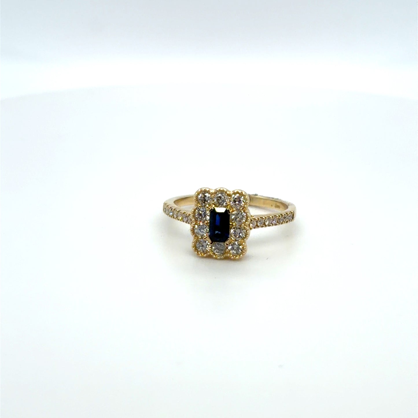 0.38 CTW Sapphire & Natural Diamond Box Ring in 14K Yellow Gold