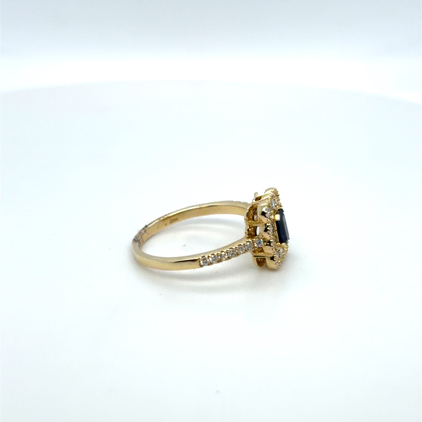 0.38 CTW Sapphire & Natural Diamond Box Ring in 14K Yellow Gold