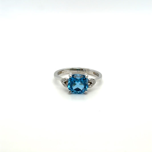 Colored Stone & Natural Diamond Accented Ring in 10K White Gold
