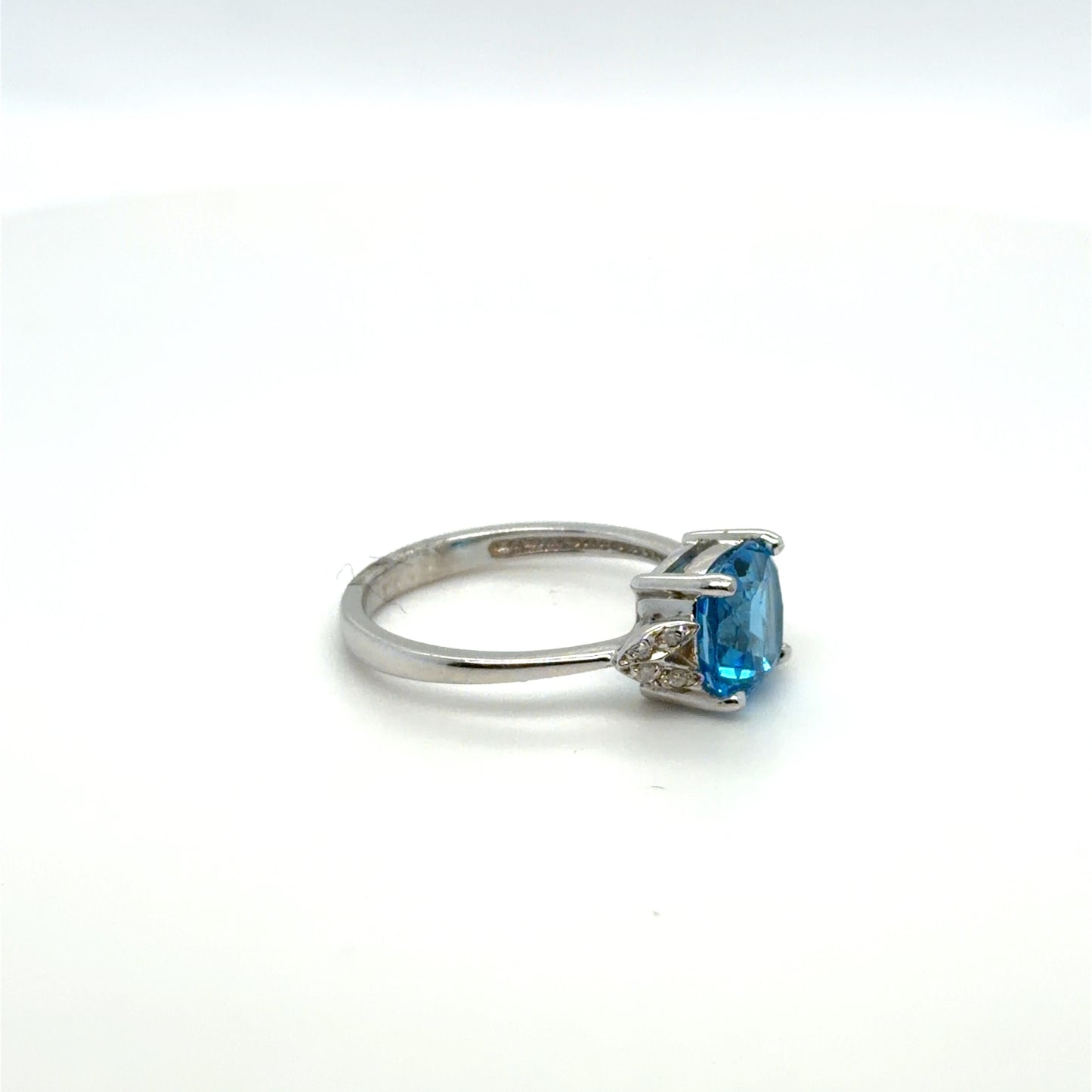 Colored Stone & Natural Diamond Accented Ring in 10K White Gold