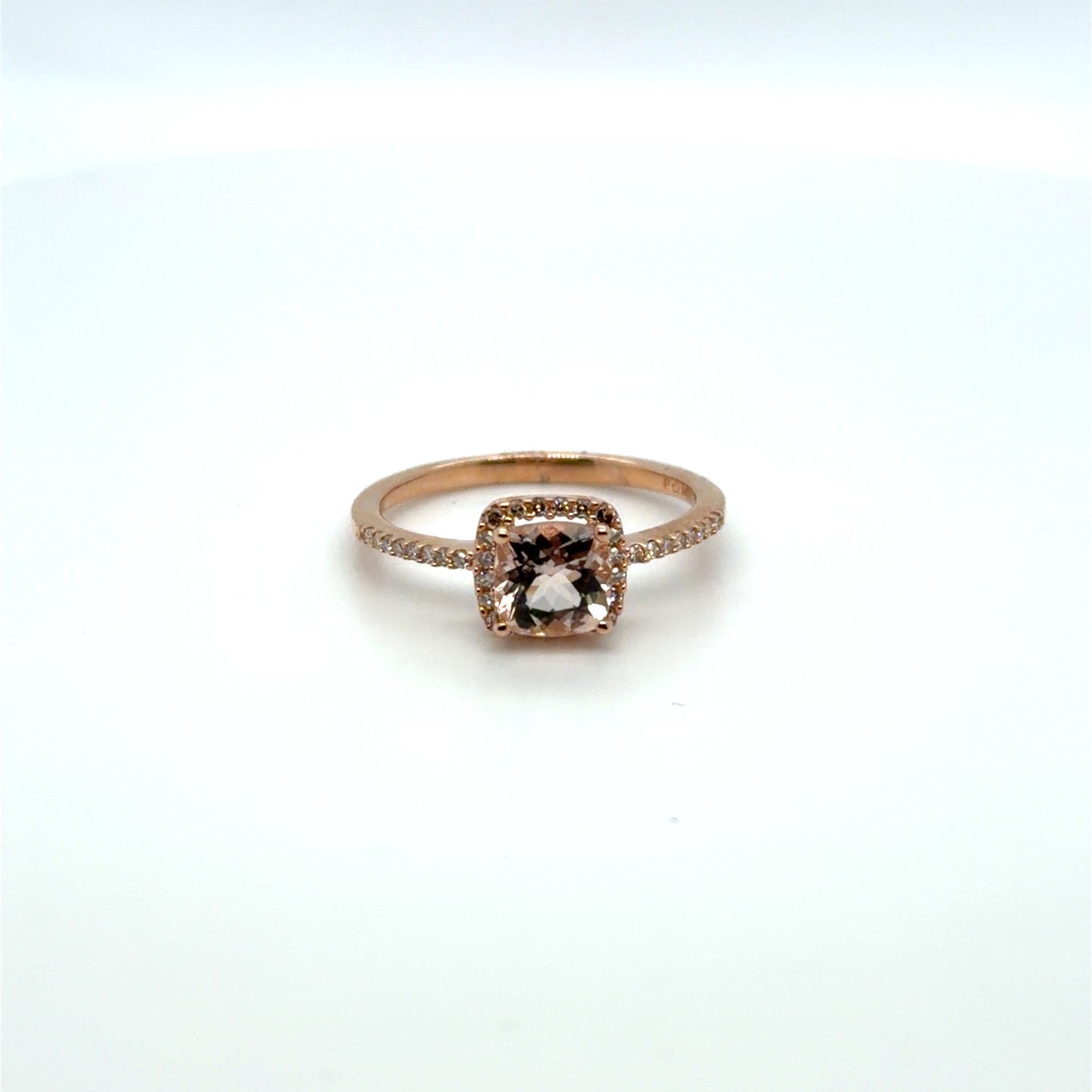 Morganite & Natural Diamond Halo Ring in 10K Rose Gold