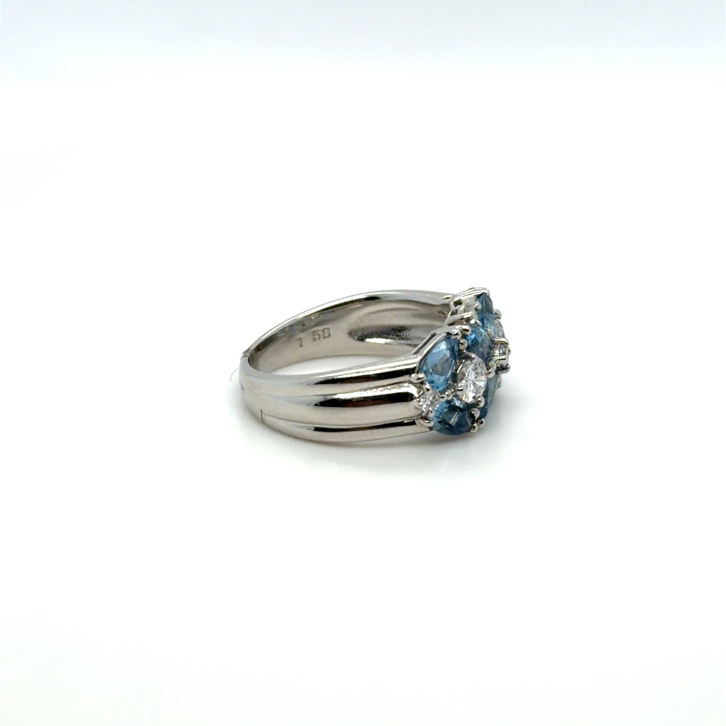 1.58 CTW Aquamarine & Natural Diamond Multi-Shape Wide Band in Platinum