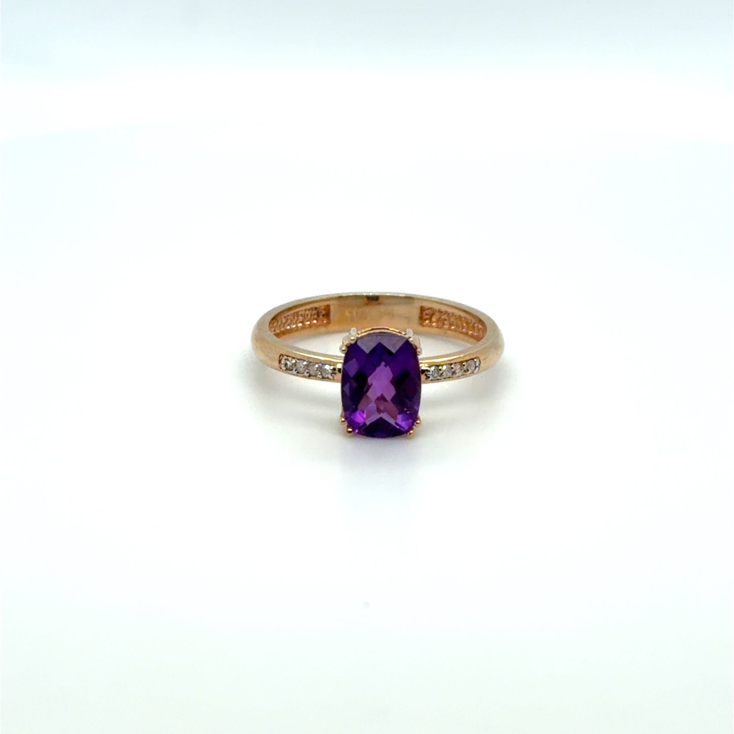 1.50 CTW Amethyst & Natural Diamond Accented Ring in 10K Rose Gold