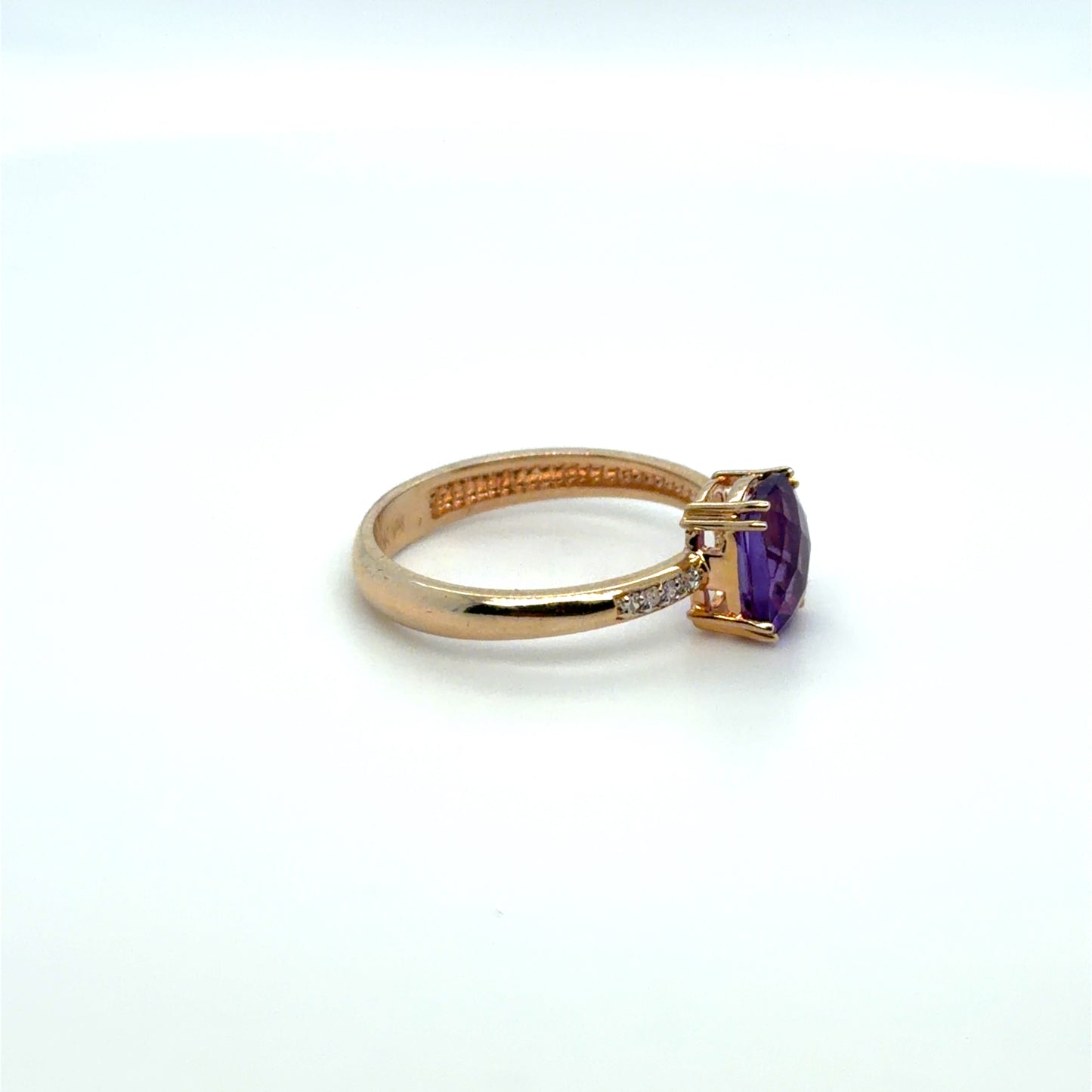 1.50 CTW Amethyst & Natural Diamond Accented Ring in 10K Rose Gold