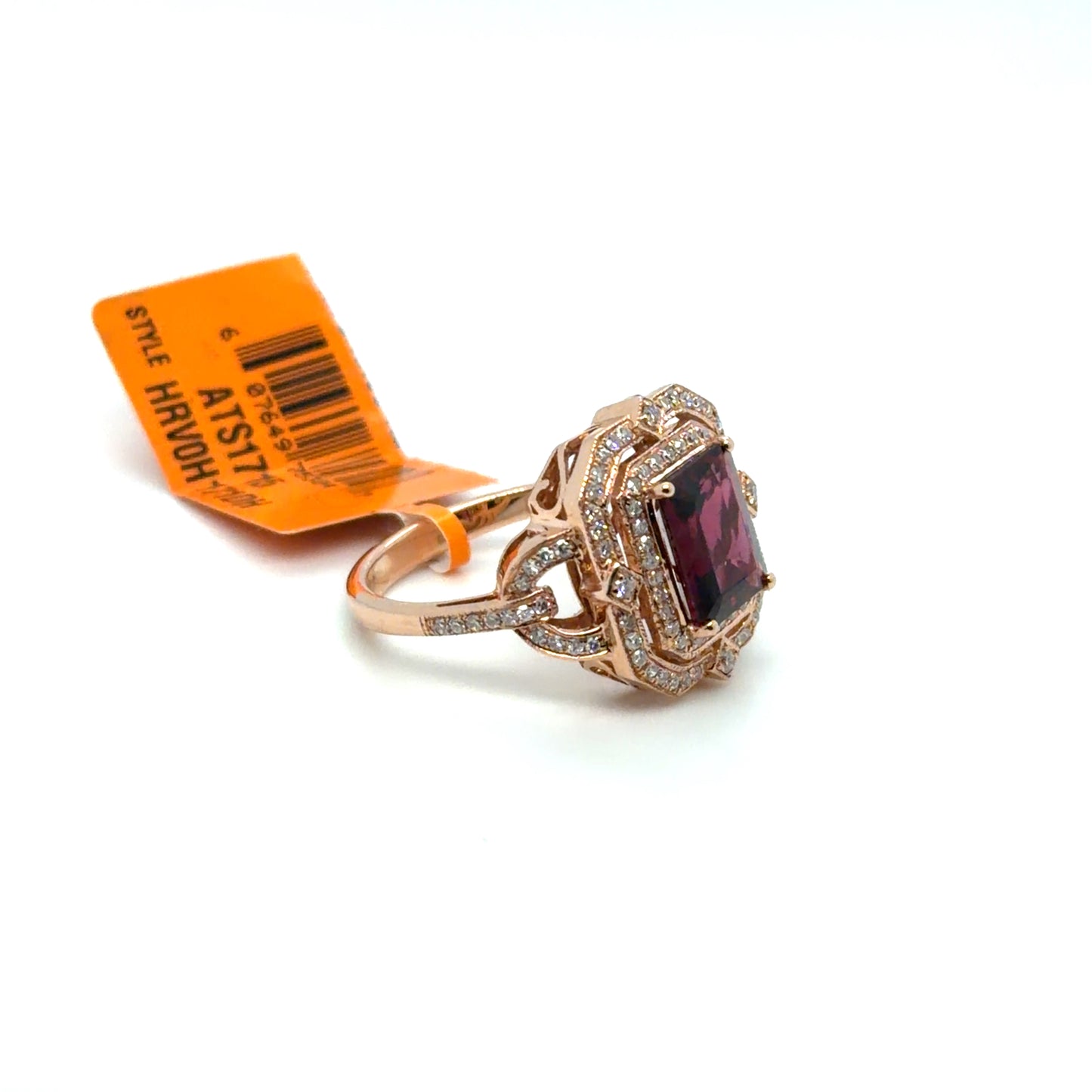 2.47 CTW Rhodolite Garnet & Garnet & Natural Diamond Art Deco Ring in 14K Rose Gold