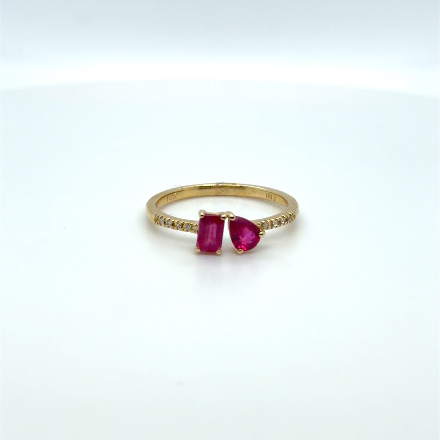 0.75 CTW Ruby & Natural Diamond Toi et Moi Ring in 14K Yellow Gold