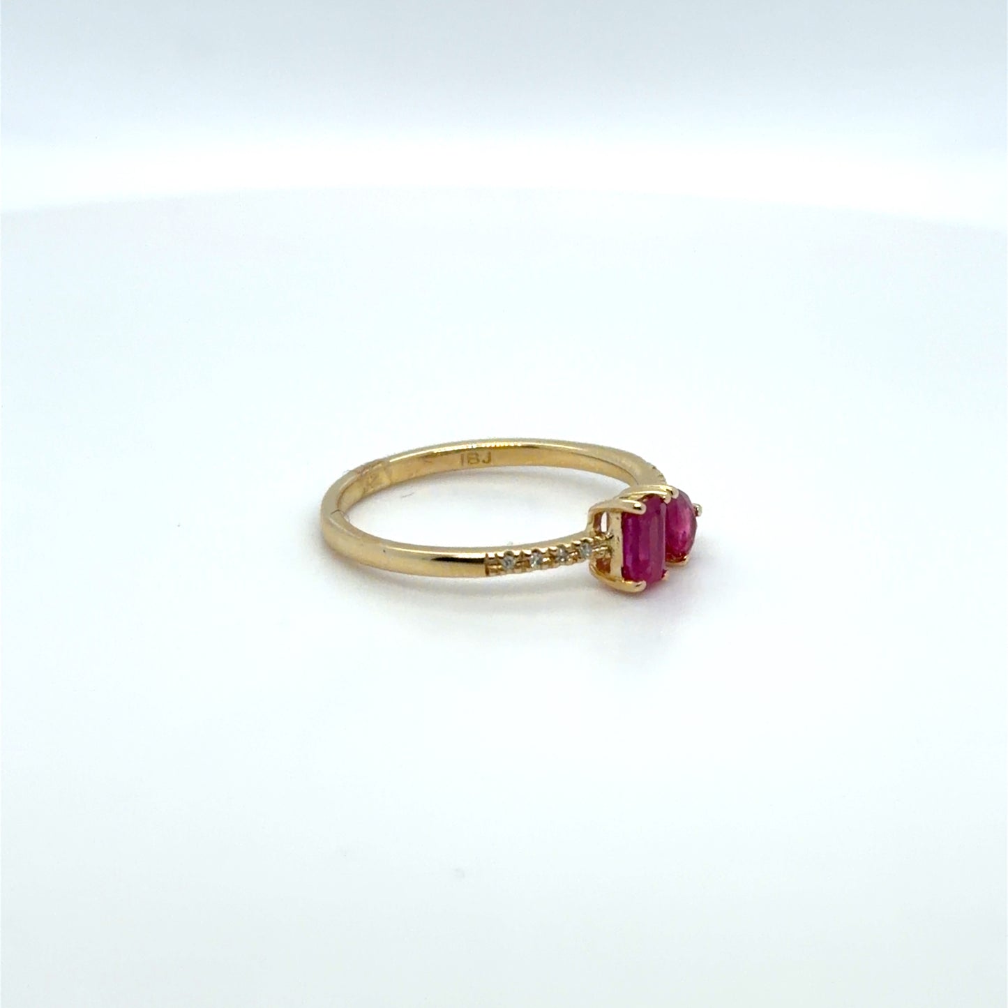 0.75 CTW Ruby & Natural Diamond Toi et Moi Ring in 14K Yellow Gold