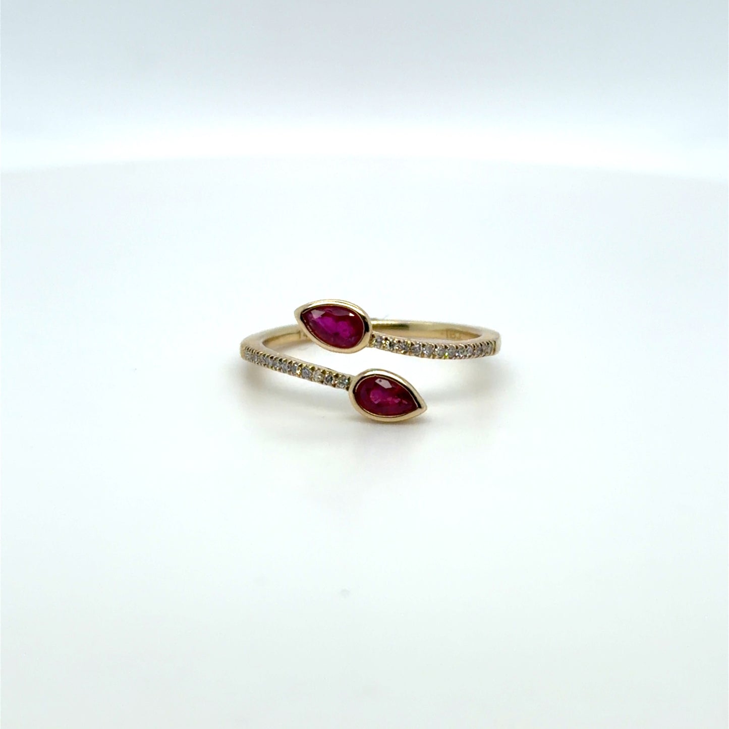 0.50 CTW Ruby & Natural Diamond Pear Wrapped Band in 14K Yellow Gold