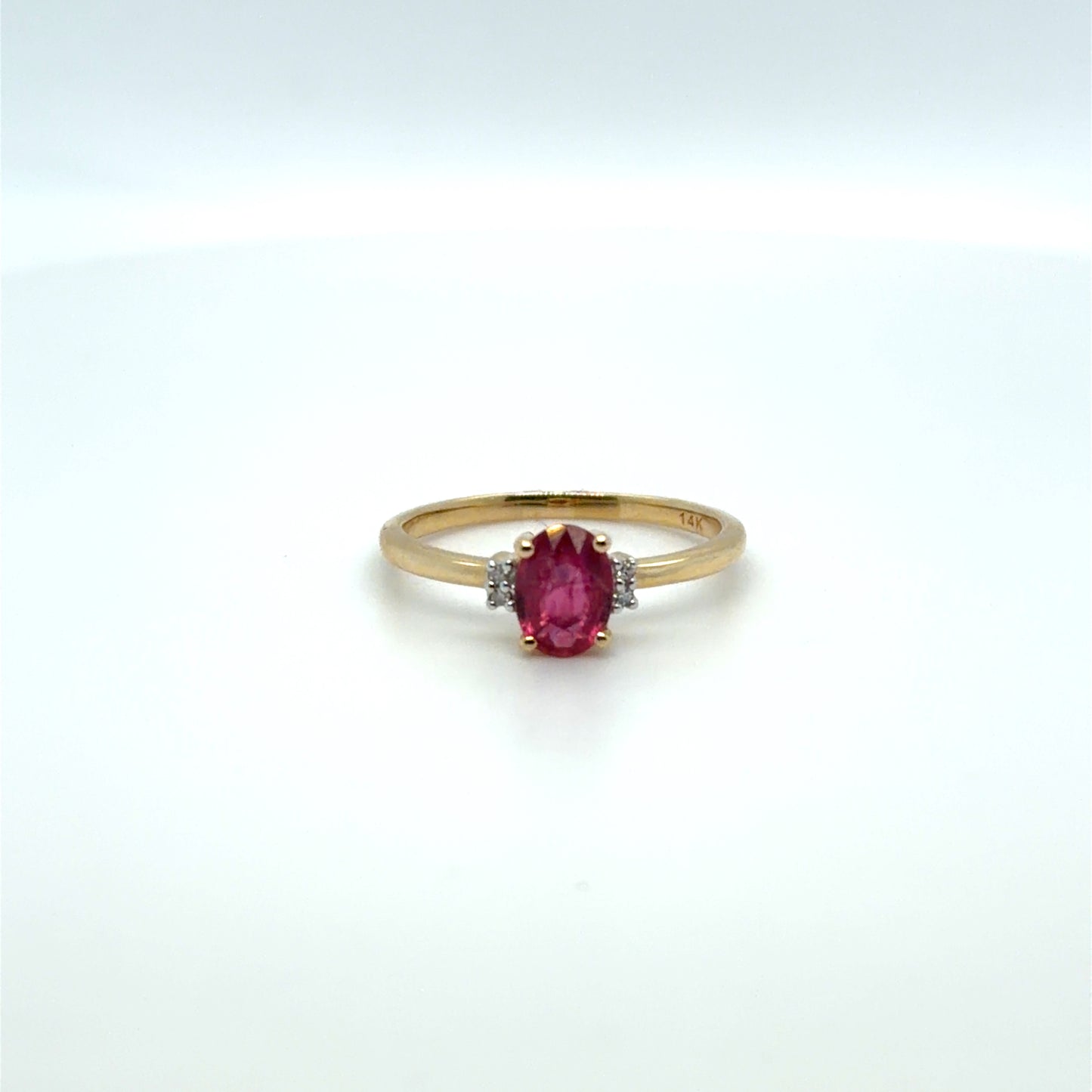 1 CT Ruby & Natural Diamond Accented Ring in 14K Yellow Gold