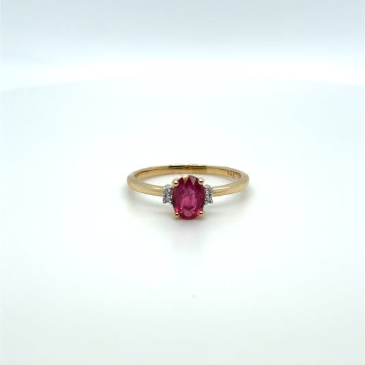 1 CT Ruby & Natural Diamond Accented Ring in 14K Yellow Gold