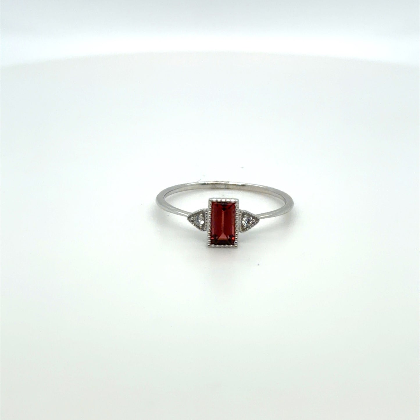 0.42 CTW Garnet & Natural Diamond Accented Ring in 10K White Gold