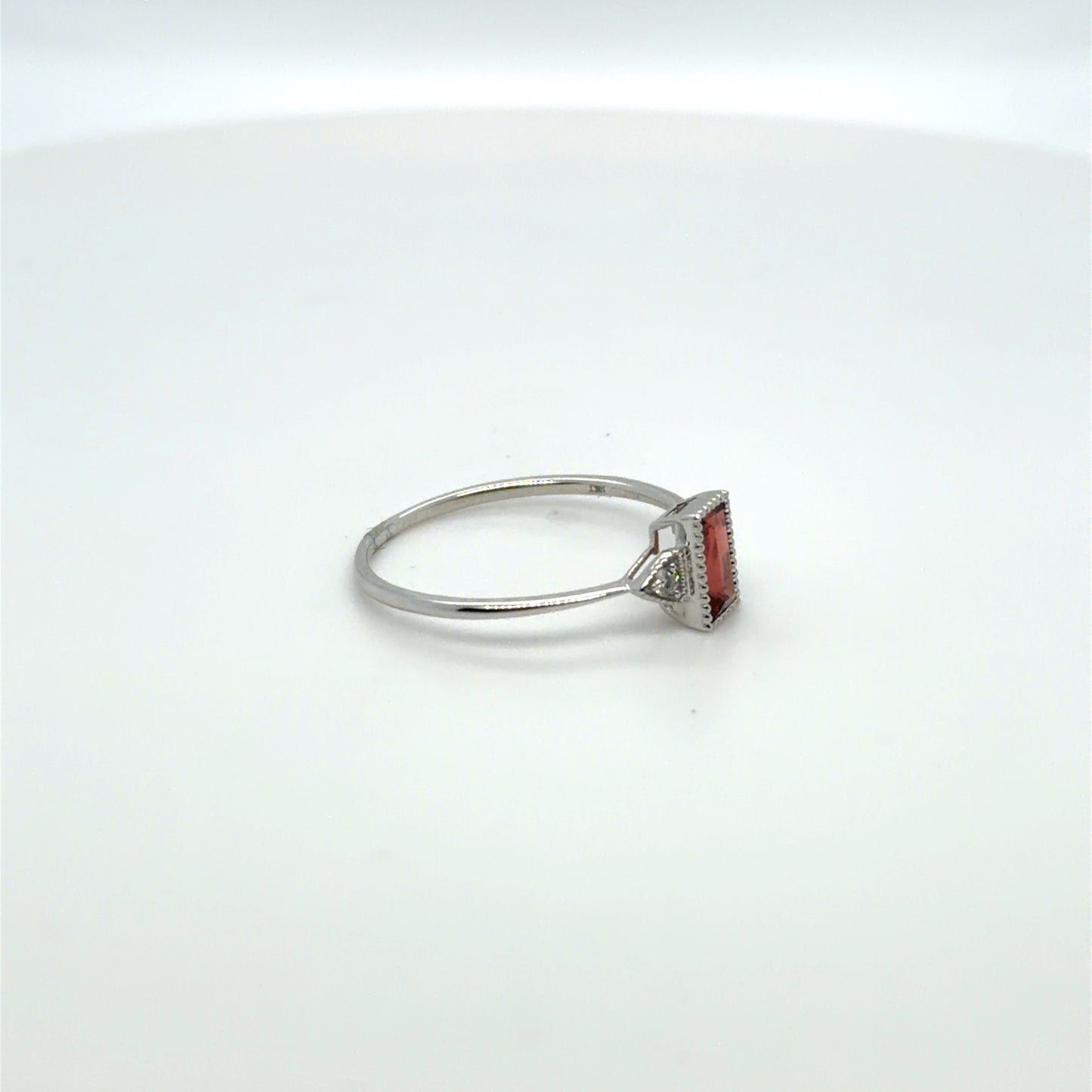 0.42 CTW Garnet & Natural Diamond Accented Ring in 10K White Gold