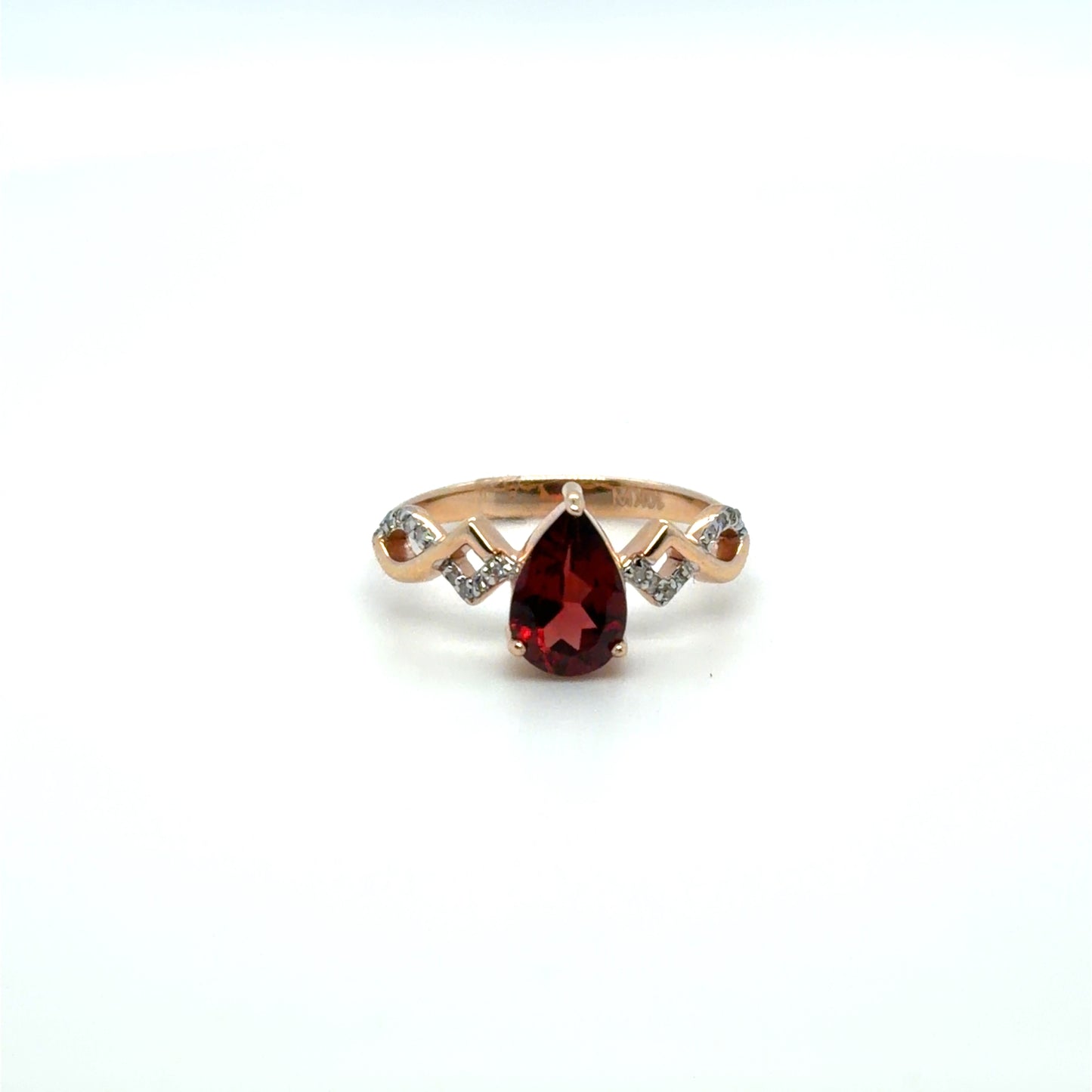 1.55 CTW Garnet & Natural Diamond Colored Stone Ring in 10K Rose Gold