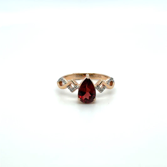 1.55 CTW Garnet & Natural Diamond Colored Stone Ring in 10K Rose Gold