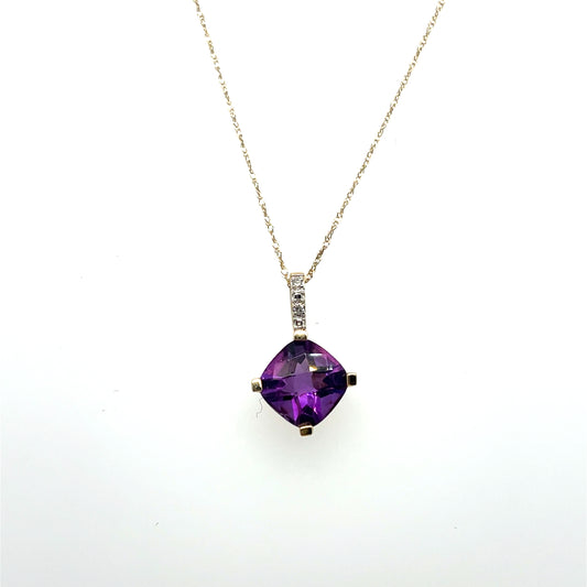 1.69CT Amethyst & 0.03CTW Diamond Pendant in 10K Yellow Gold