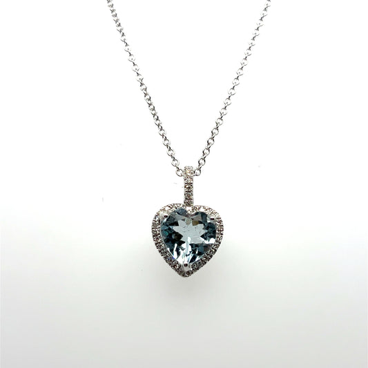 Effy 1.50CT Aquamarine & 0.13CTW Diamond Pendant in 14K White Gold