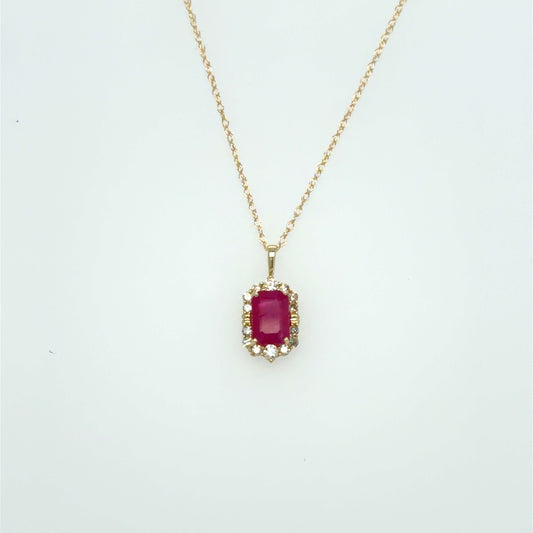 Sapphire & Natural Diamond Classic Pendant in 10K White Gold