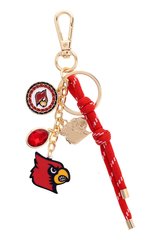 Louisville Cardinals Cluster Bag Charm in Red and Shiny Gold