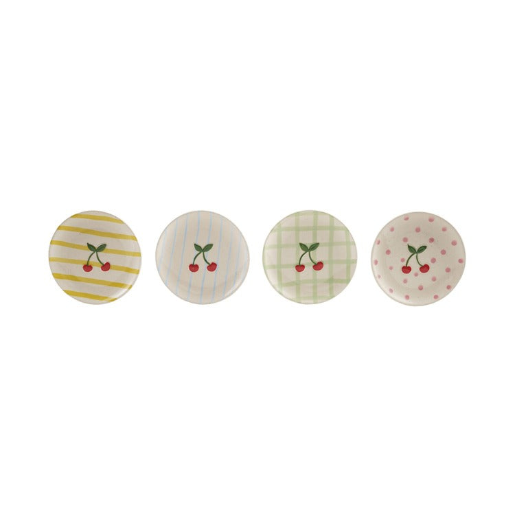 Hand-Painted Stoneware Plate with Cherries - assorted styles