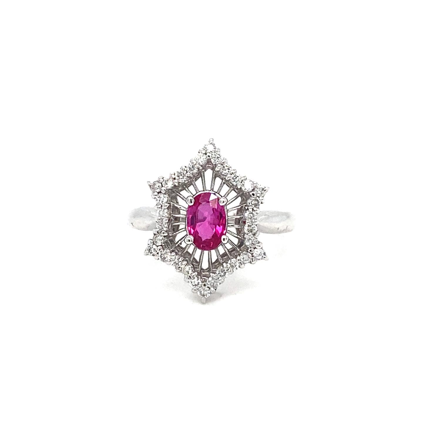 .56ctw Ruby and .29ctw Diamond 18kt White Gold Ring