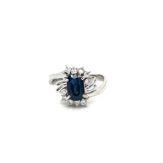 .26ctw Diamond and 1.31ct Sapphire Platinum Ring