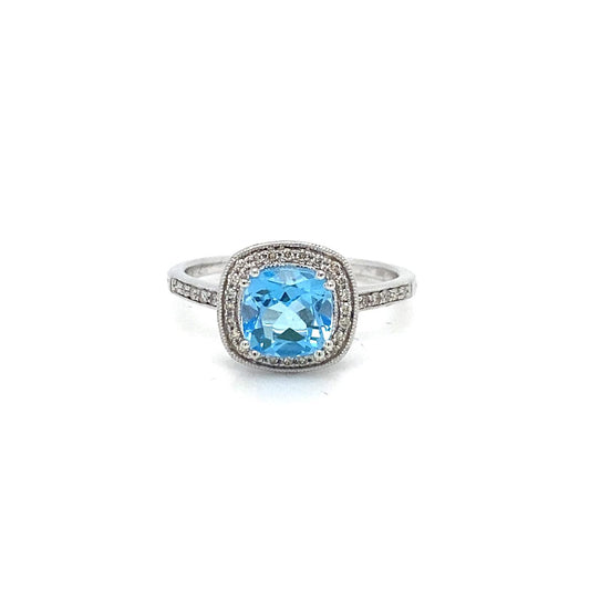 .12ctw Diamond and Swiss Blue Topaz 10kt White Gold Ring