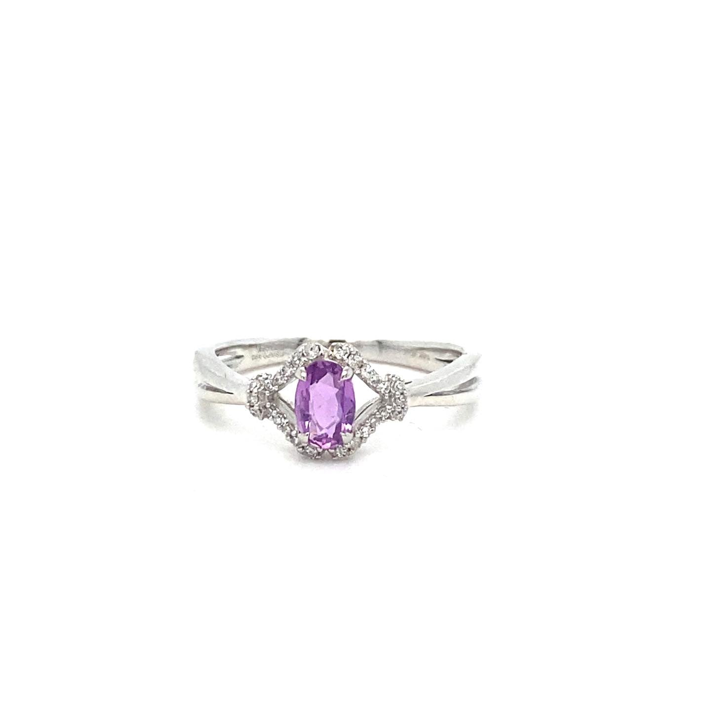 .10ctw Diamond and Pink Sapphire 14kt White Gold Ring