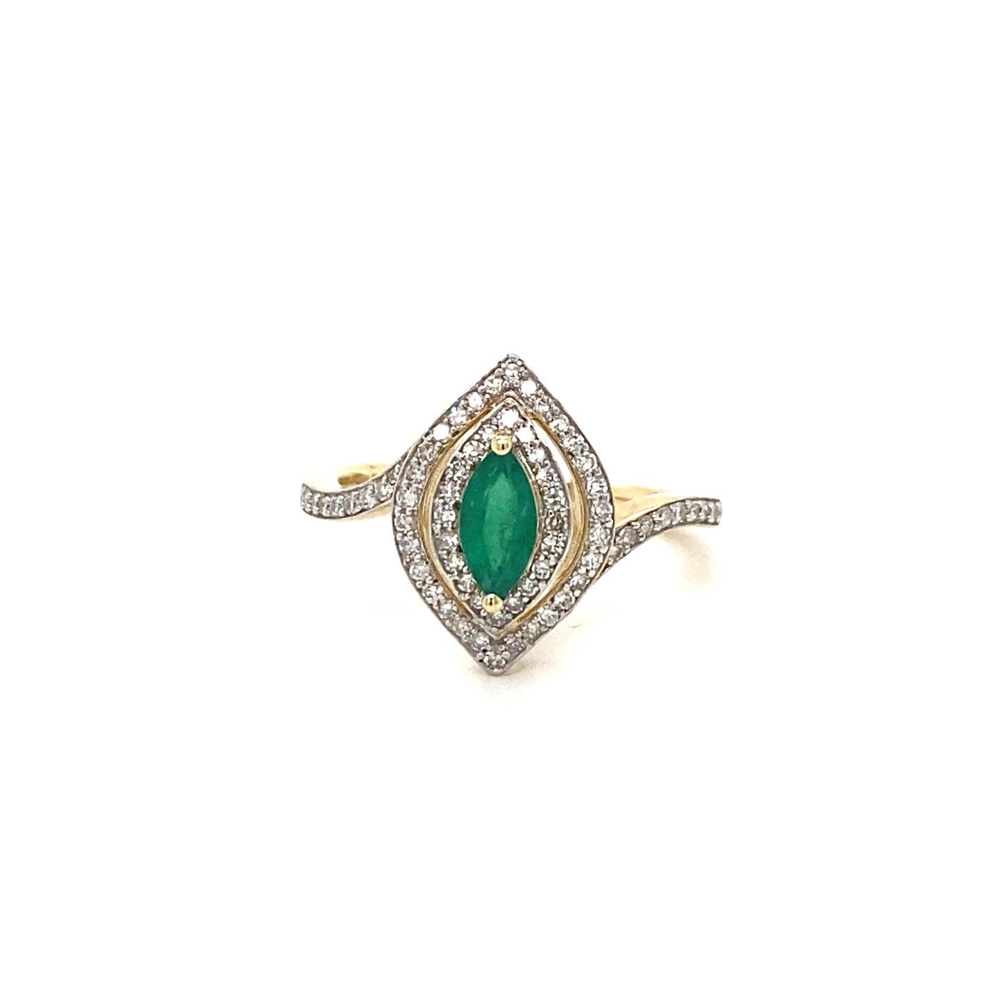 .33ctw Diamond and .50ct Emerald 14kt Yellow Gold Ring