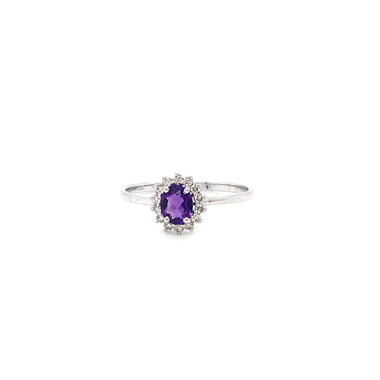 .11ctw Diamond and .30ct Amethyst 10kt White Gold Ring