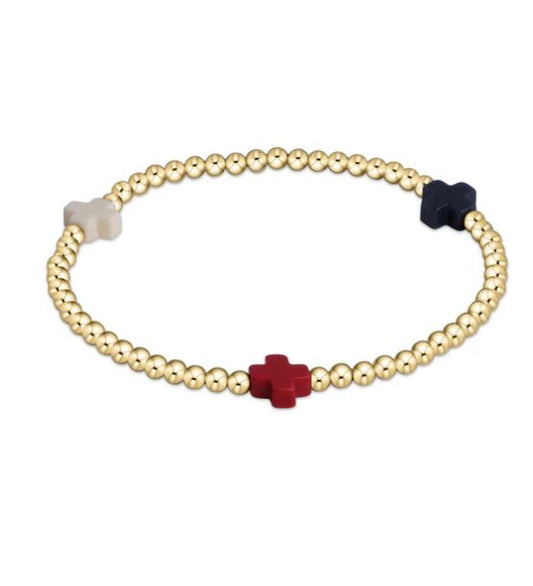 eNewton Signature Cross gold pattern 3mm bead bracelet - Firecracker