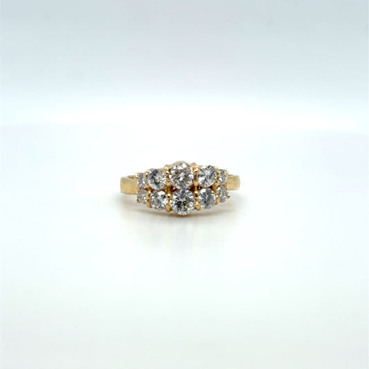 1.10 CTW Natural Diamond Modern Pyramid Ring in 18K Yellow Gold
