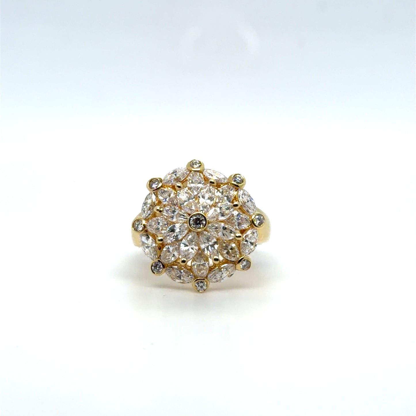2.23 CTW Natural Diamond Antique Multi-Shape Circle Ring in 18K Yellow Gold