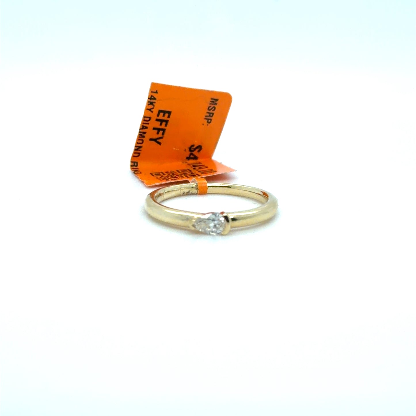 0.18 CT Natural Diamond Sideways Pear Ring in 14K Yellow Gold