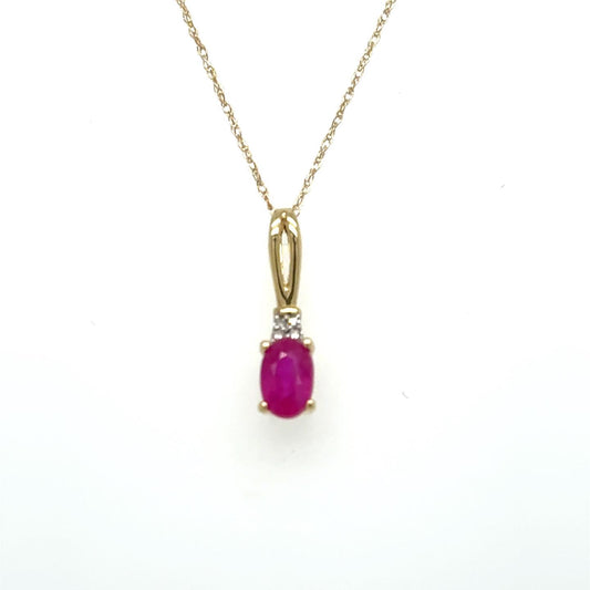 .02ct Diamond and Ruby 10kt Yellow Gold Pendant with Chain