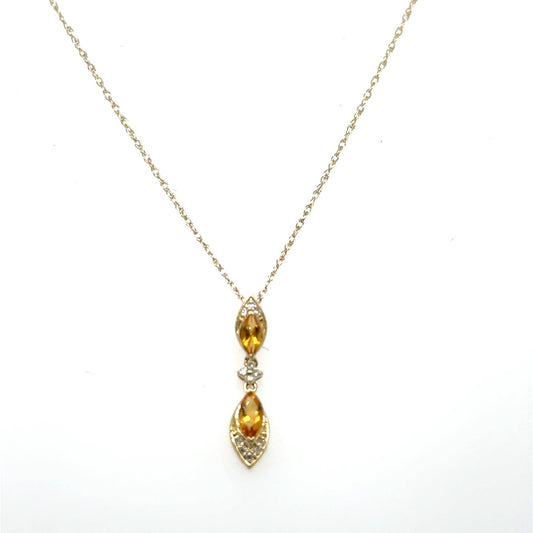 .04ctw Diamond and Citrine 10kt Yellow Gold Pendant with Chain