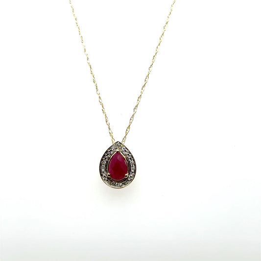 .03ctw Diamond and Ruby 14kt Yellow Gold Pendant with Chain