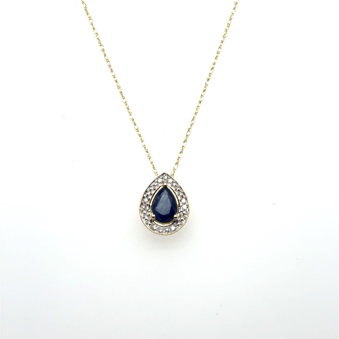 .03ctw Diamond and Sapphire 14kt Yellow Gold Pendant with Chain