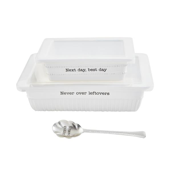 Mud Pie Leftovers Dish & Lid Set - never over left overs