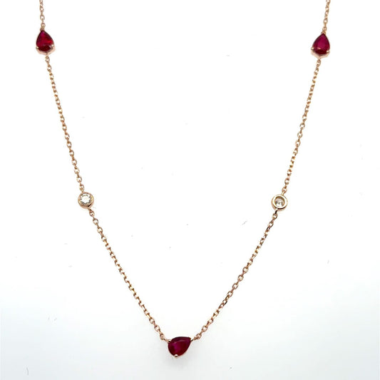 .07ctw Diamond and Ruby 14kt Rose Gold Necklace
