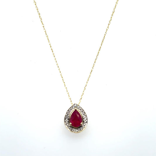 .03ctw Diamond and Ruby 14kt Yellow Gold Pendant with Chain