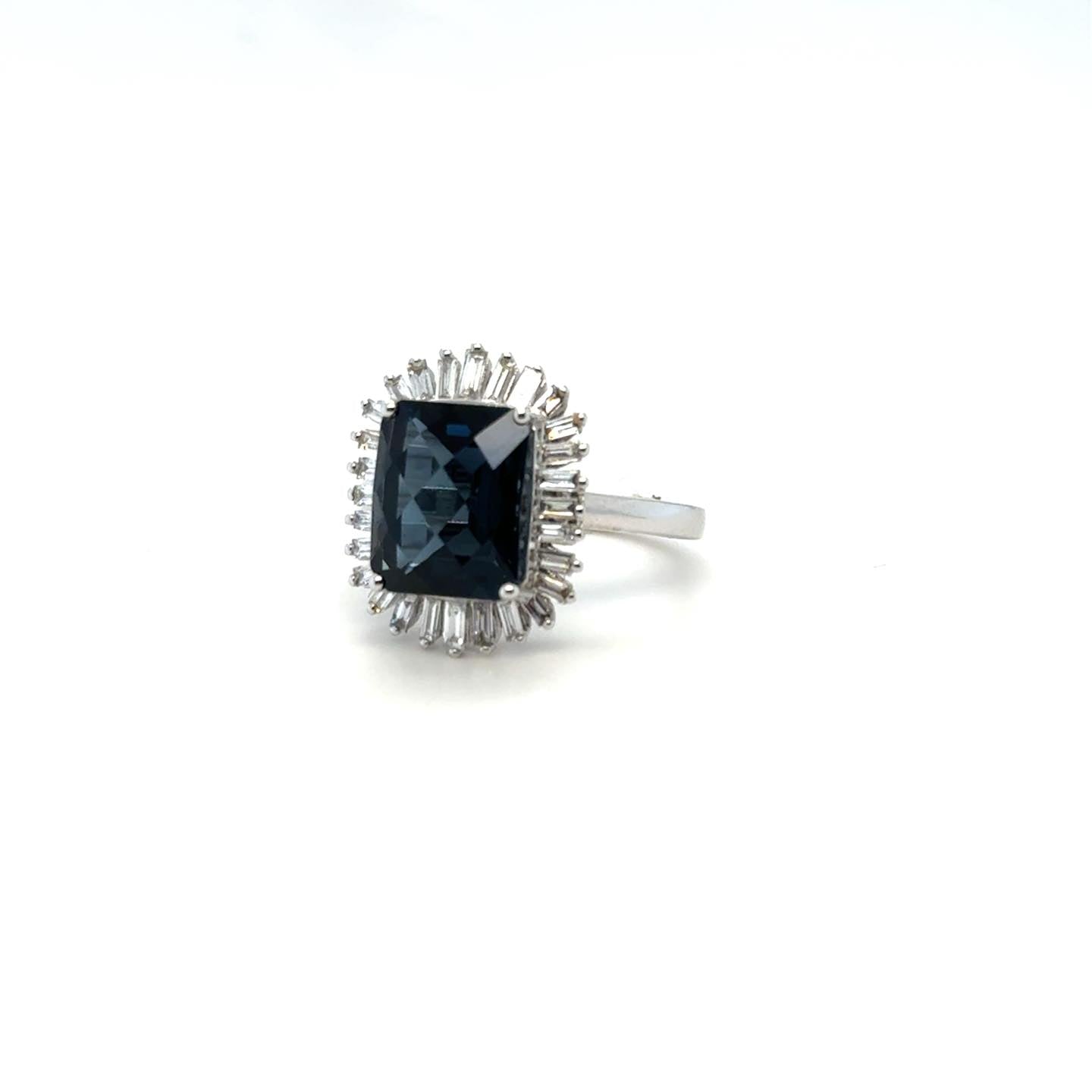 4.55ct London Blue Topaz .48ct Diamond 14kt White Gold EFFY Ring