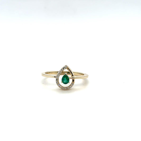 .15ctw Emerald and .10ctw Diamond 14kt Yellow Gold Ring