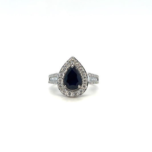 1.71ctw Sapphire and .45ctw Diamond 14kt White Gold Ring