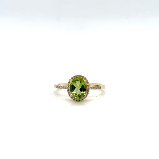 .12ctw Diamond and 1.33ct Peridot 10kt Yellow Gold Ring