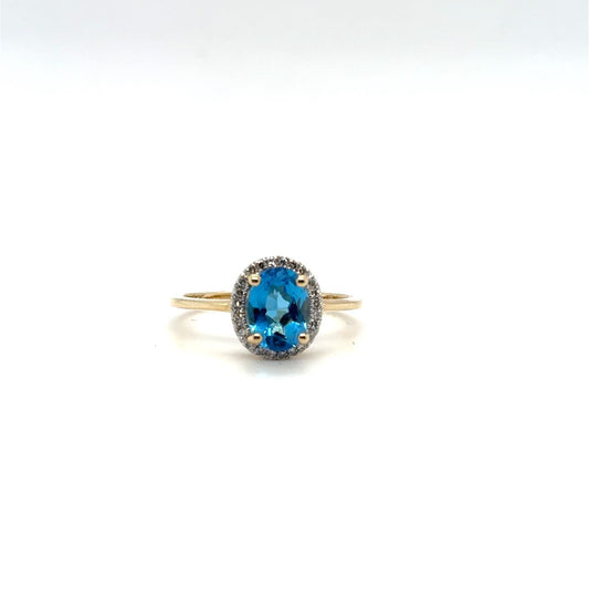 .10ctw Diamond and Blue Topaz 14kt Rose Gold Ring