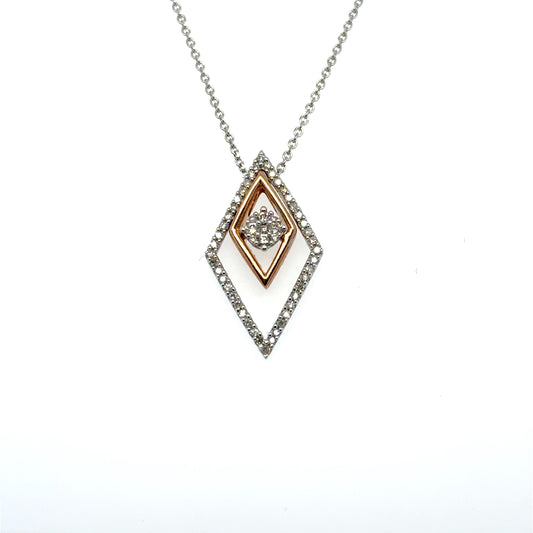 White Gold w Rose Gold Accents .20ctw Diamond Pendant