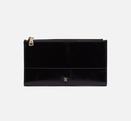 Hobo Jill Large Bifold Wallet - Polished Leather | Black